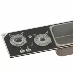 Navy Load Glass Built-In 2 Burners Hob With Stainless Steel Sink NL.20015