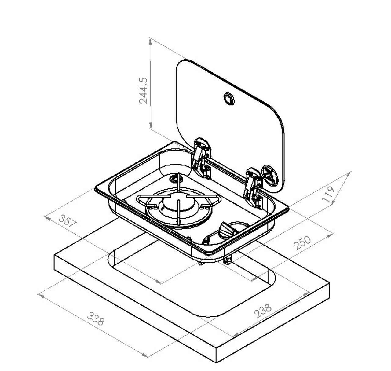Navy Load NL.21000 Single Burner Hob With Glass Cover 4 Navy Load NL.21000 Single Burner Hob With Glass Cover - Image 2