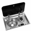 Navy Load Stainless Steel Single Hob With Left Hand Sink And Glass Lid NL.24001 -Kitchen & Bathroom Equipment Shop NL.24001 22859.1676837995