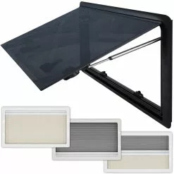 Adventurer Campervan Top Hinge Window With Blind And Fly Screen - Flush Acrylic Glass