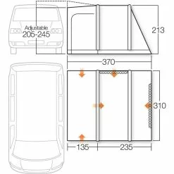 Vango Kela IV AirBeam Campervan AirBeam Awning -Kitchen & Bathroom Equipment Shop kela iv std Specs 04925.1525104089