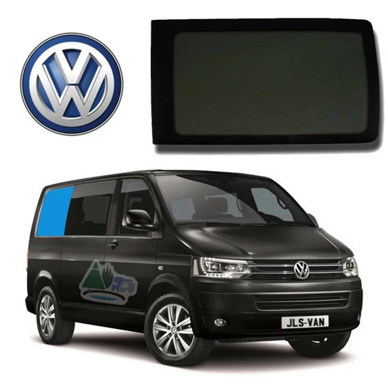 JLS VW T5 T6 LWB Bonded Privacy Glass Fixed Window - Rear Right Hand LWB 2 JLS VW T5 T6 LWB Bonded Privacy Glass Fixed Window - Rear Right Hand LWB